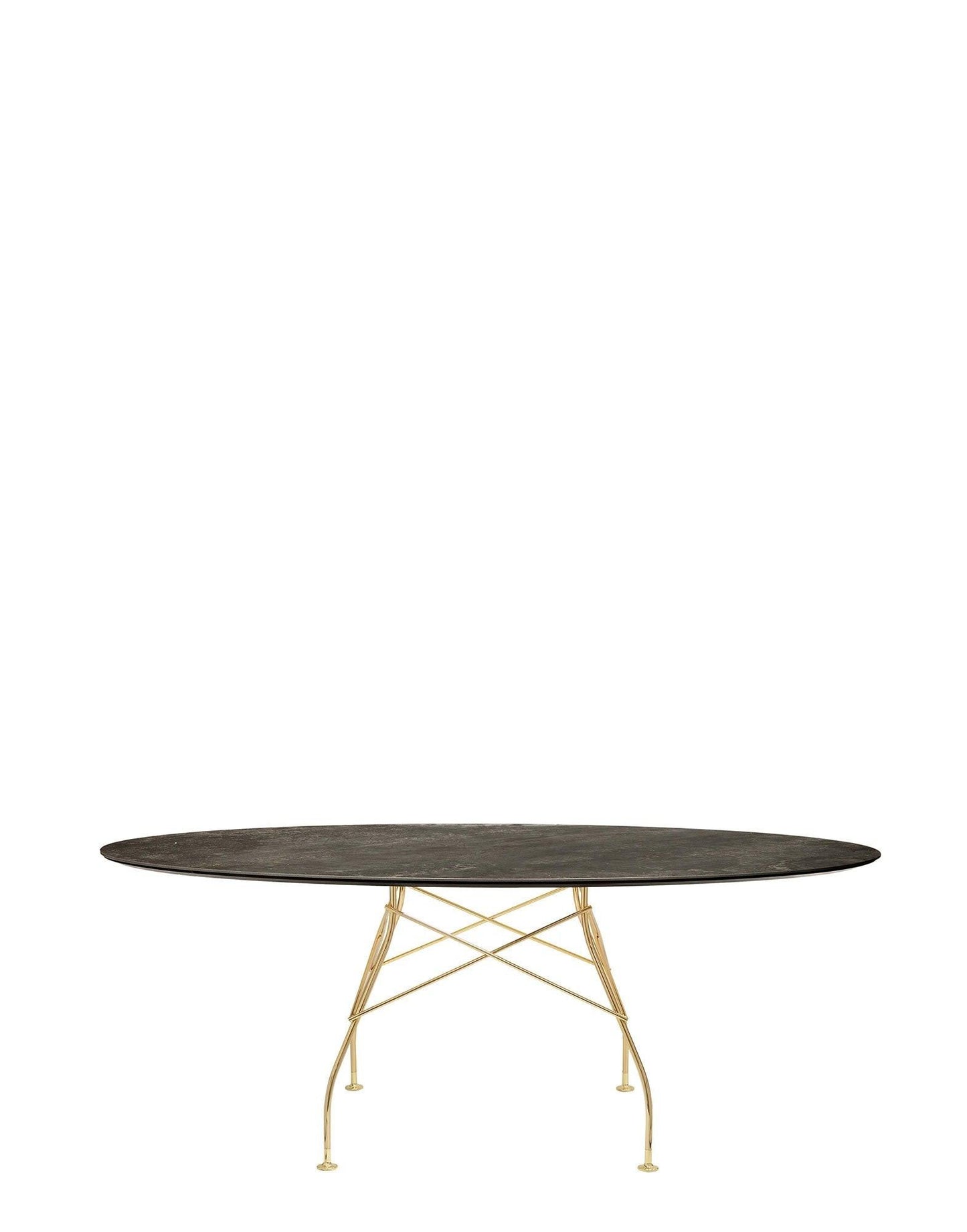 Glossy Marble Oval Table.