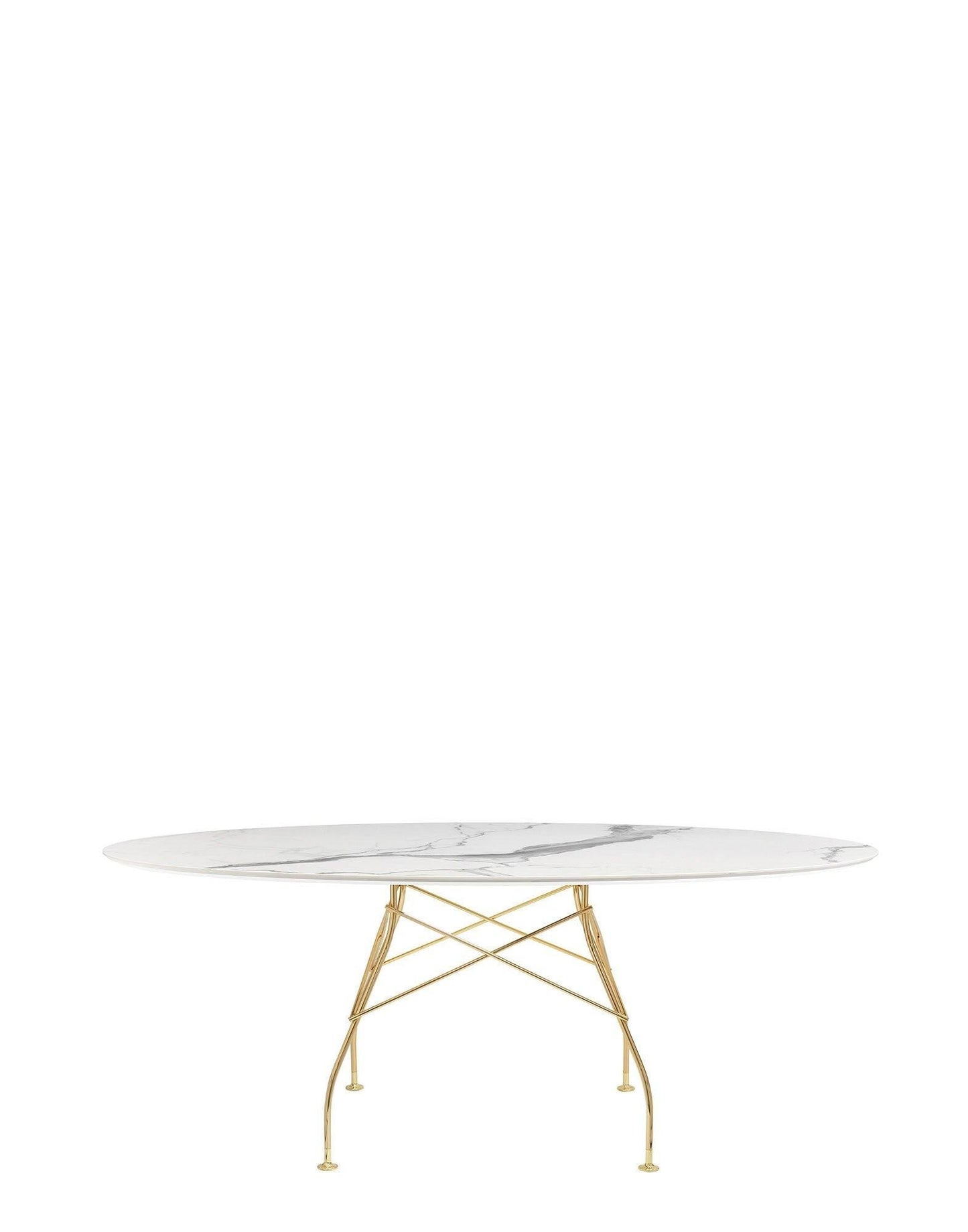 Glossy Marble Oval Table.