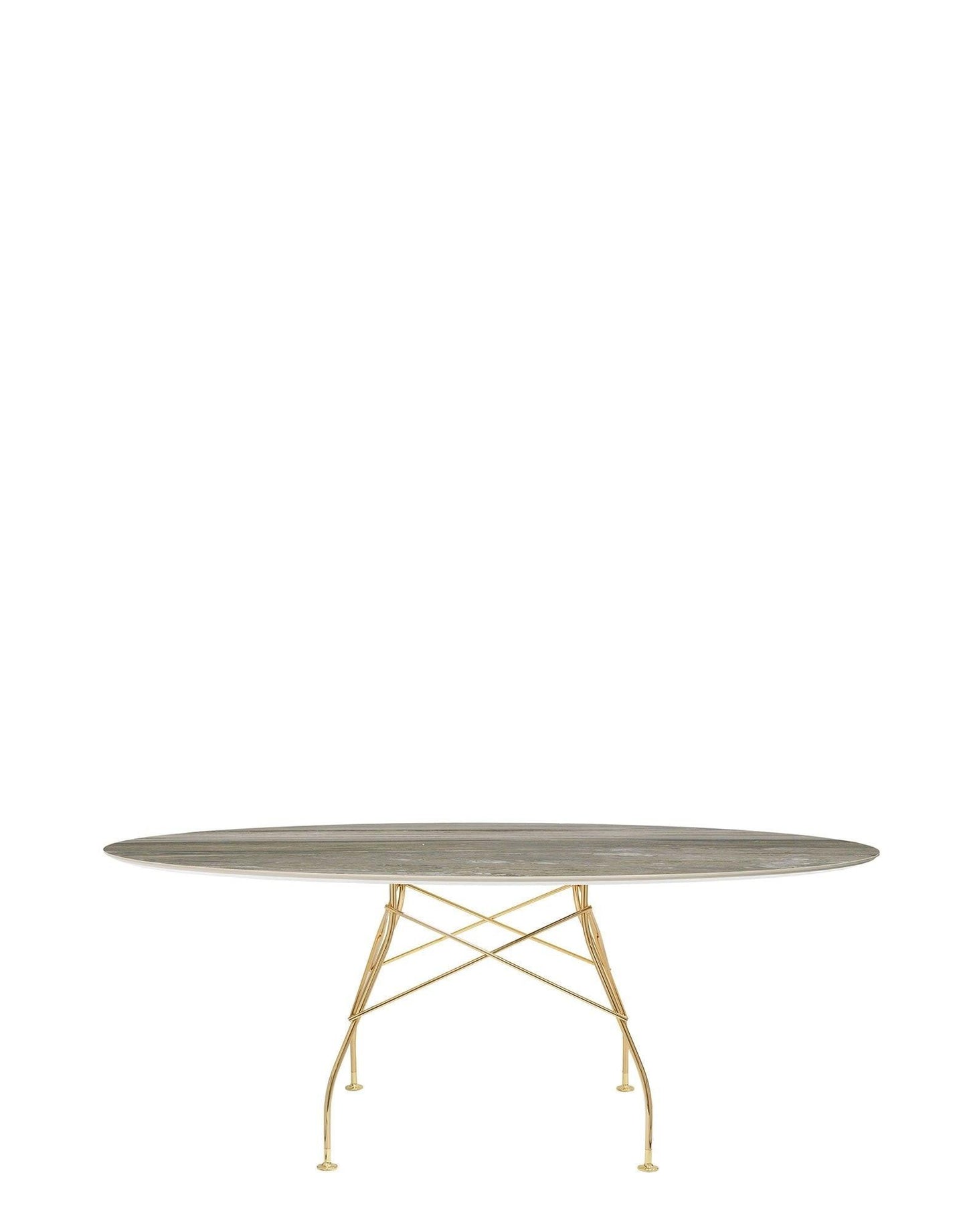 Glossy Marble Oval Table.