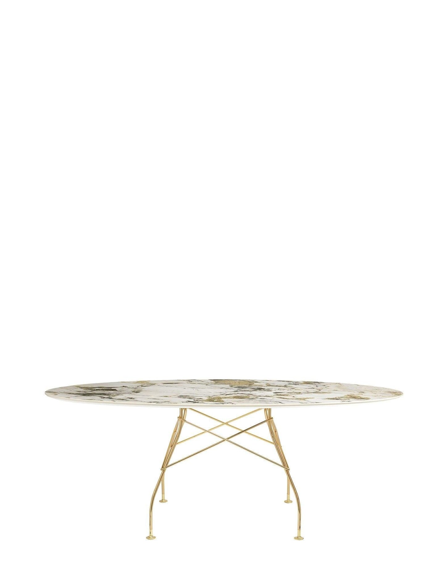 Glossy Marble Oval Table.