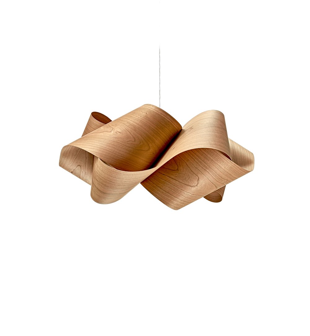 SWIRL - Handmade wood veneer pendant lamp.