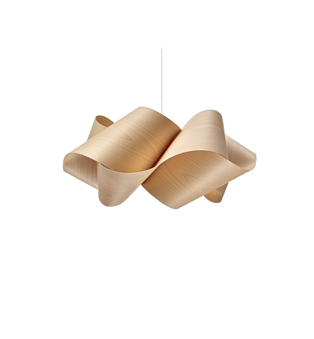 SWIRL - Handmade wood veneer pendant lamp.