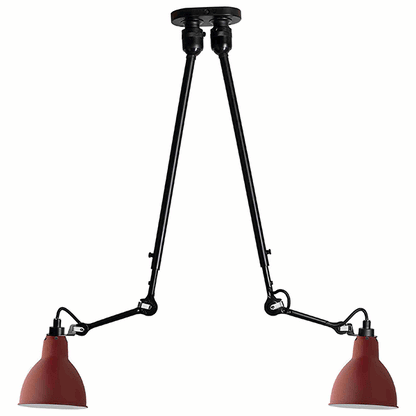 Lampe Gras N302 Ceiling Light Double Matt Black & Matt Red