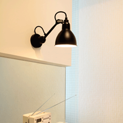 Lampe Gras N304 Wall Lamp Matt Black & Matt Black & Copper With On/Off