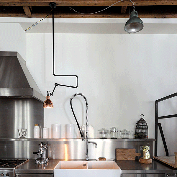 Lampe Gras N312 Ceiling Light Matt Black/ Raw Copper