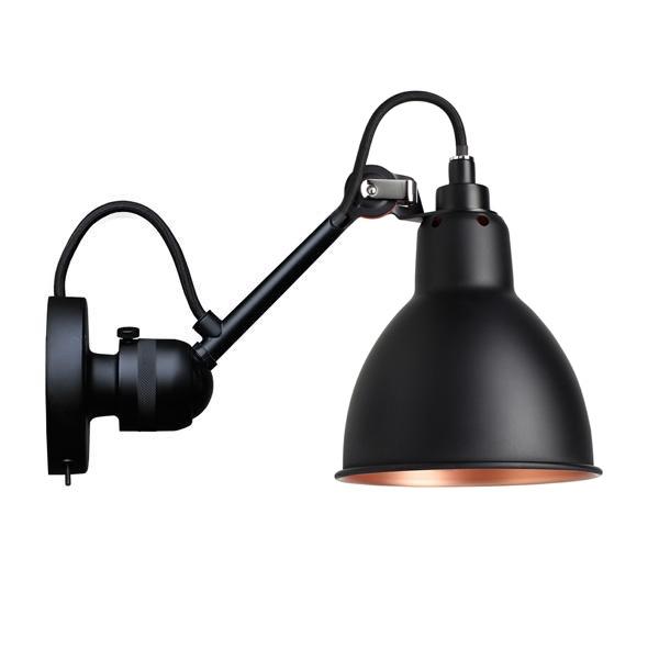 Lampe Gras N304 Wall Lamp Matt Black & Matt Black & Copper With On/Off