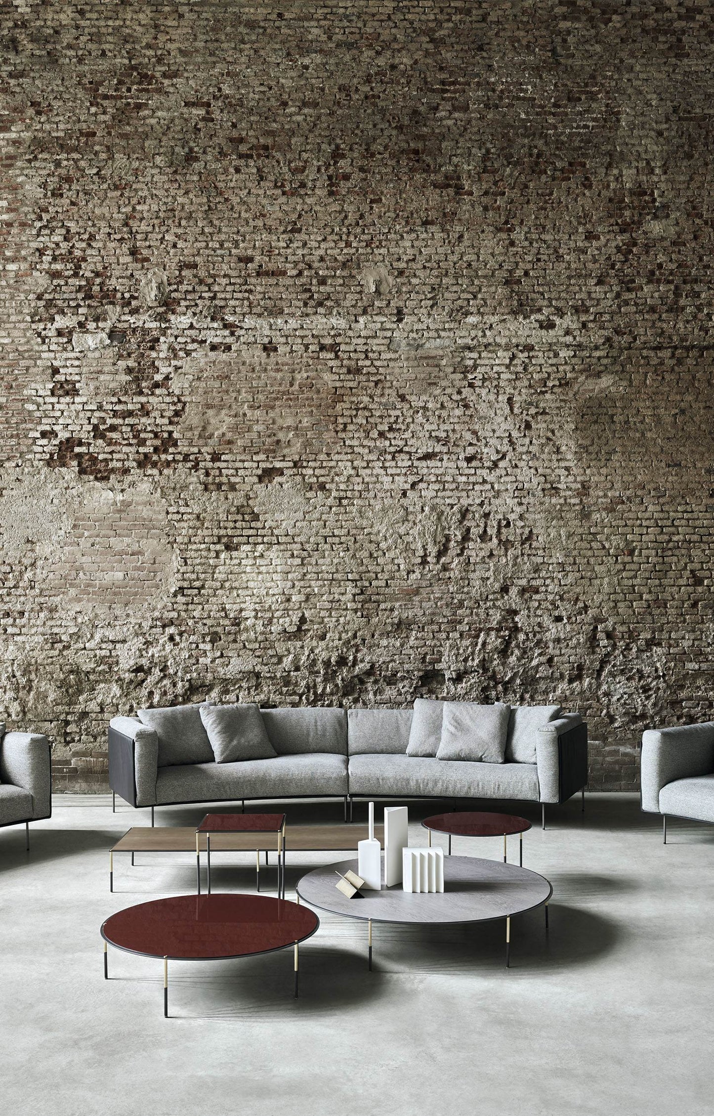 ROD BEAN - Curved fabric sofa with removable cover