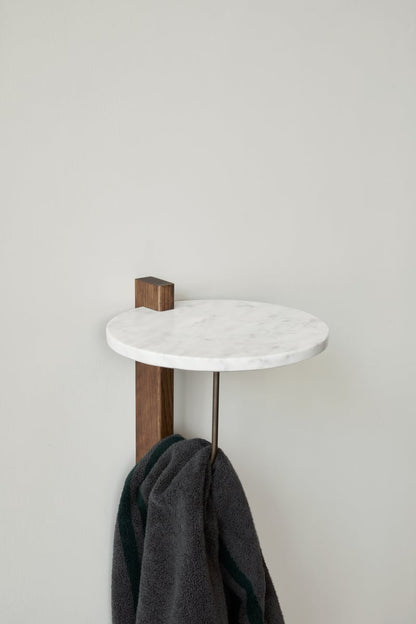 Corbel shelf, dark stained oak - Carrara marble