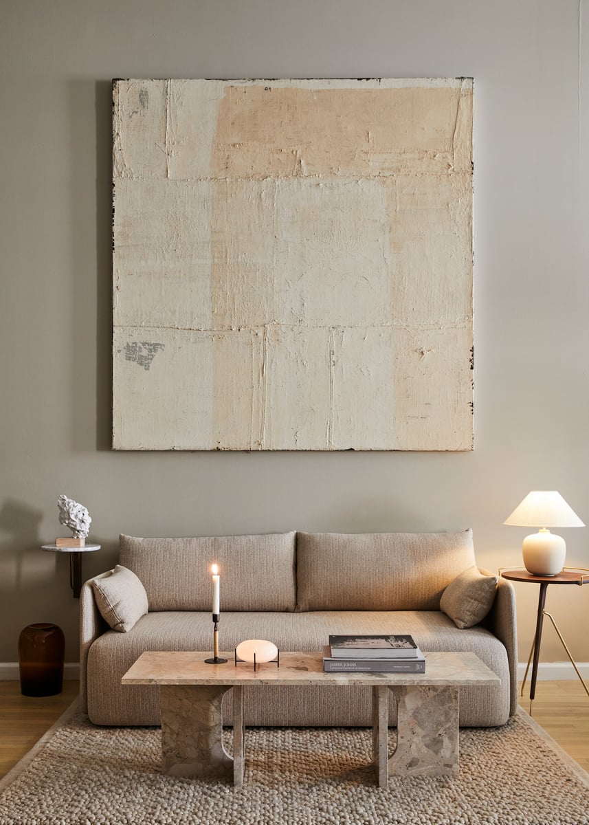 Corbel shelf, dark stained oak - Carrara marble