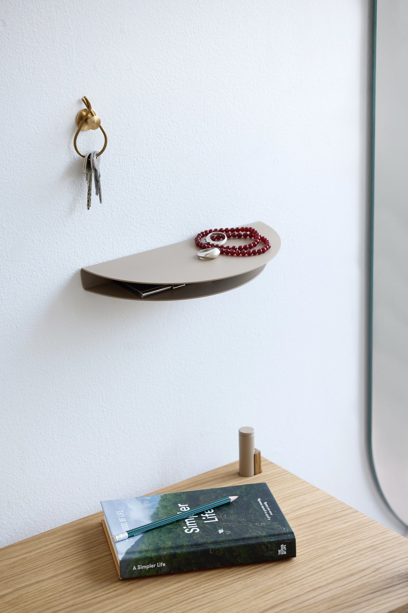 Half Moon shelf, large, warm grey