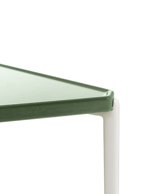 Tambour low table, 44 cm, white - green