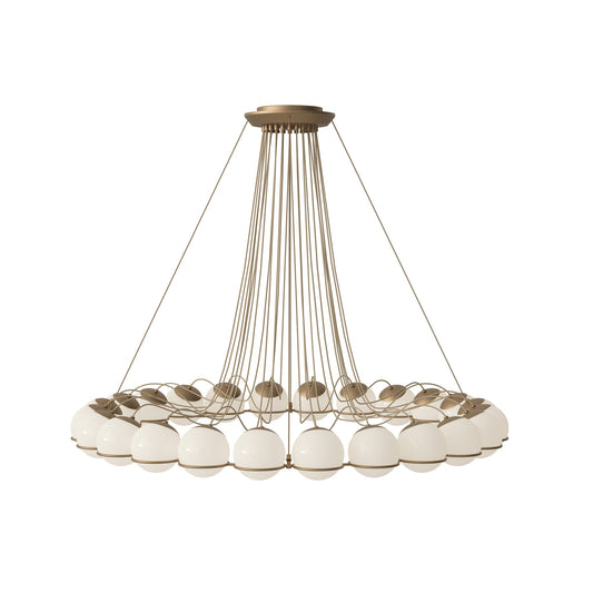 Suspension Lamp Model 2109/24/14 by Astep #24 Opaline Spheres (14cm Diameter) / Champagne Structure