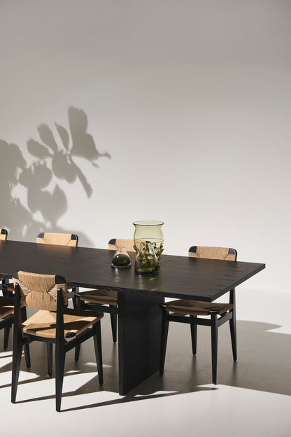 Private dining table, 260 x 100 cm, black / brown stained ash
