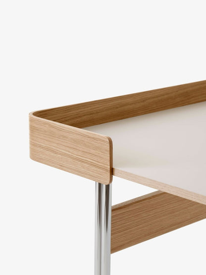 Pavilion AV17 desk, mushroom linoleum - oak - chrome