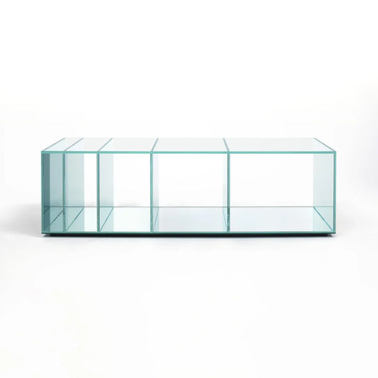 DEEP SEA - Rectangular crystal coffee table with storage space.