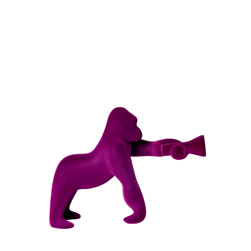 Kong XS Velvet Finish table and a floor lamp