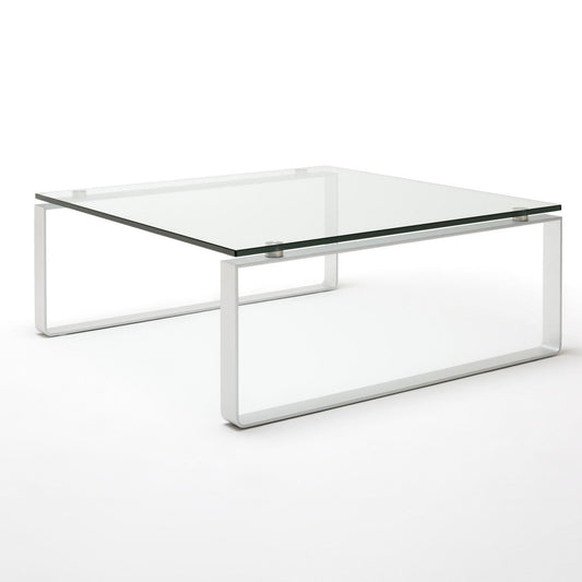 ROLF BENZ 8710 - Sled base square glass and steel coffee table.