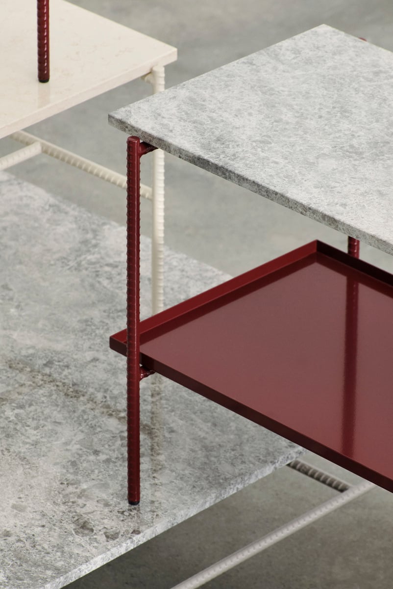Rebar coffee table, 100 x 104 cm, alabaster - beige marble