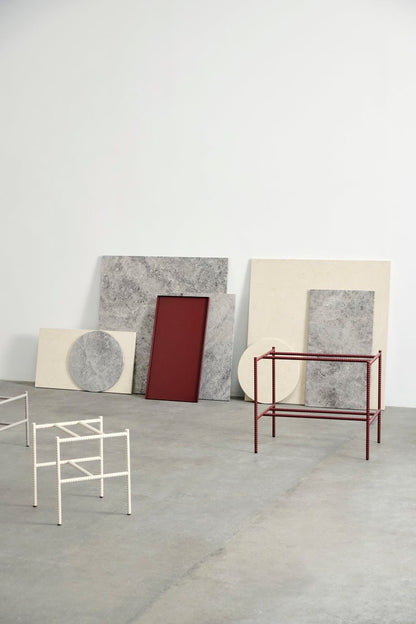 Rebar coffee table, 100 x 104 cm, alabaster - beige marble