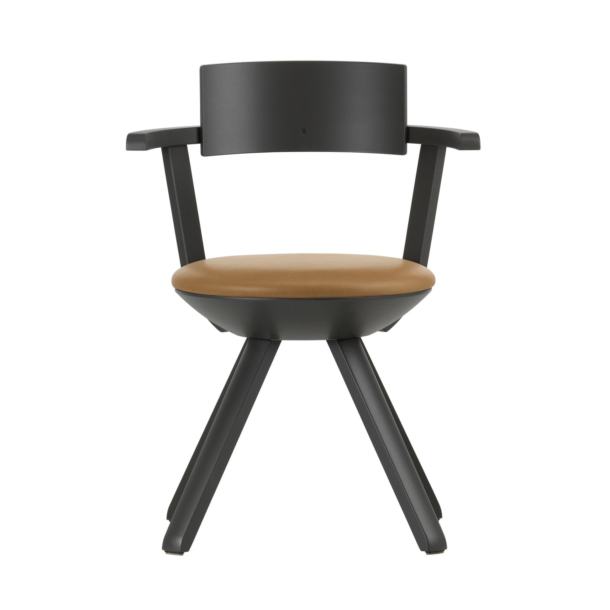 Artek Rival Chair — asphalt lacquered/caramel colored leather