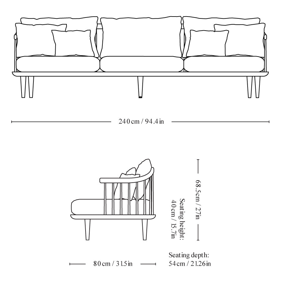 FLY SC12 - 3 seater fabric sofa (Request Info).