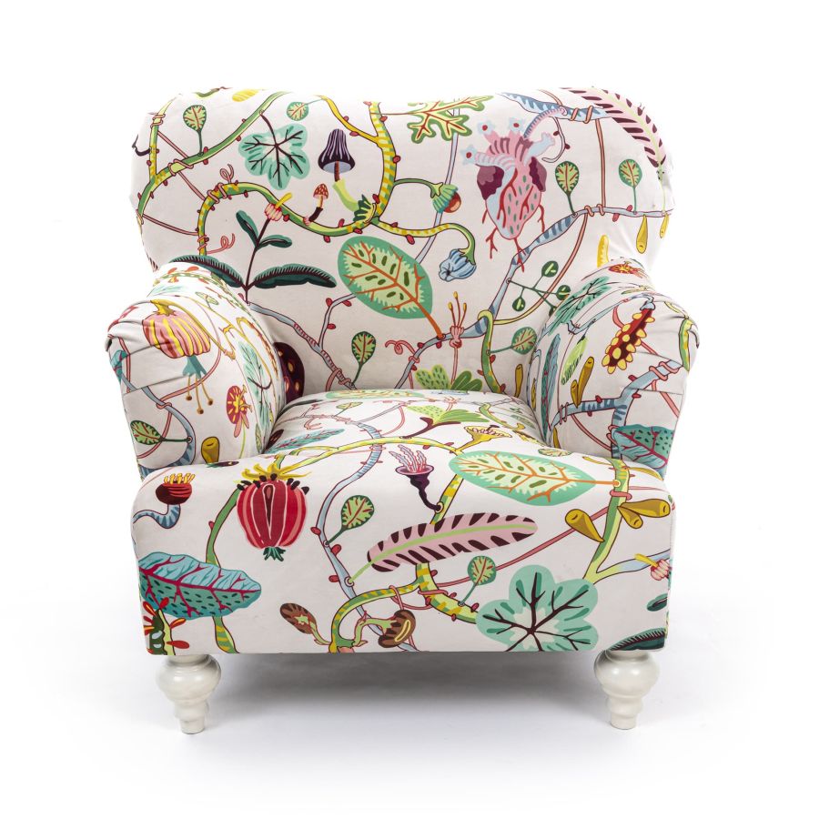 Fully Upholstered Armchair Botanical Diva by Seletti #White