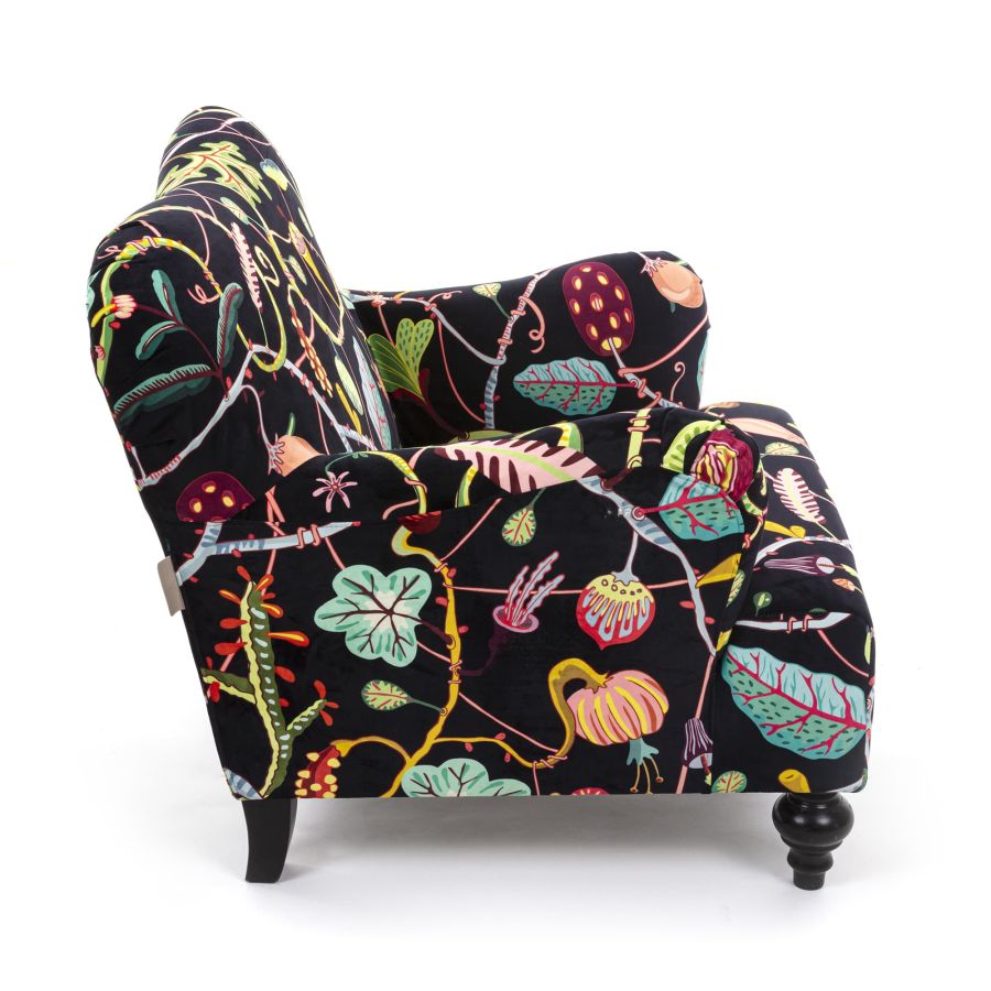 Fully Upholstered Armchair Botanical Diva by Seletti #Black