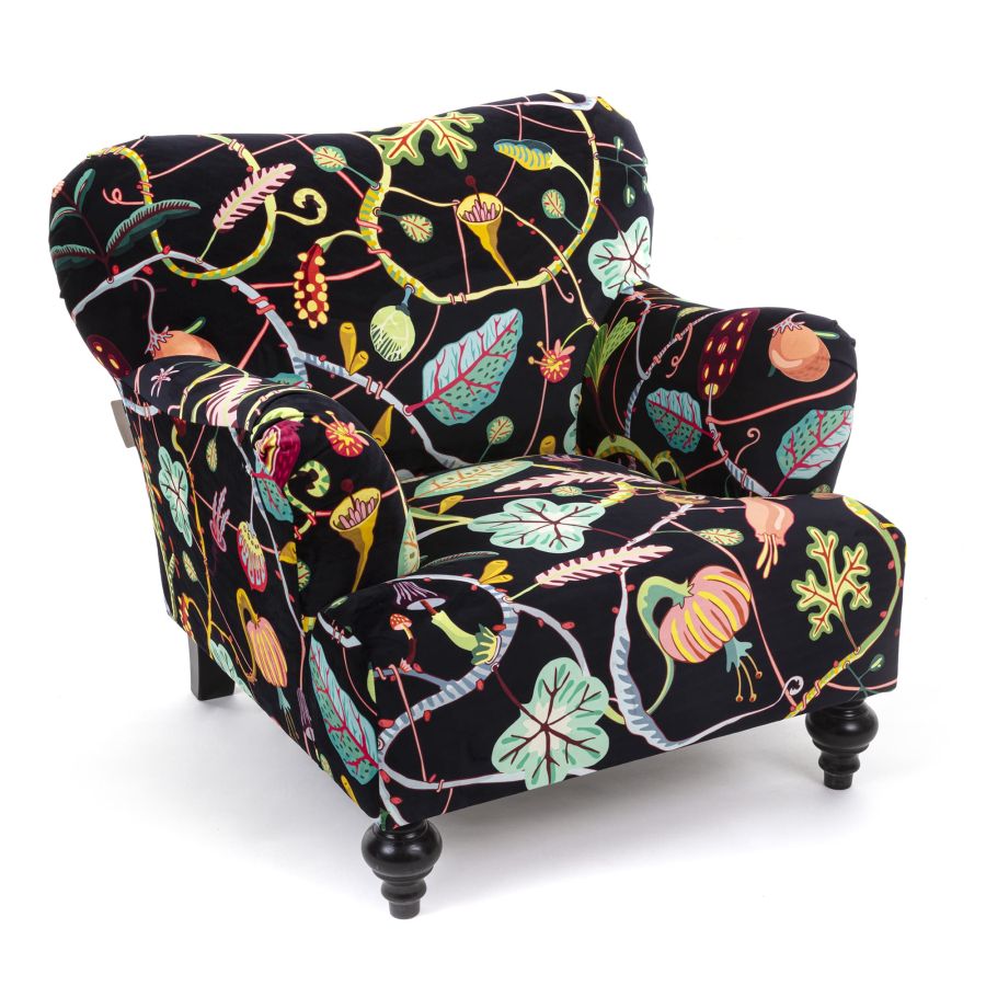 Fully Upholstered Armchair Botanical Diva by Seletti #Black