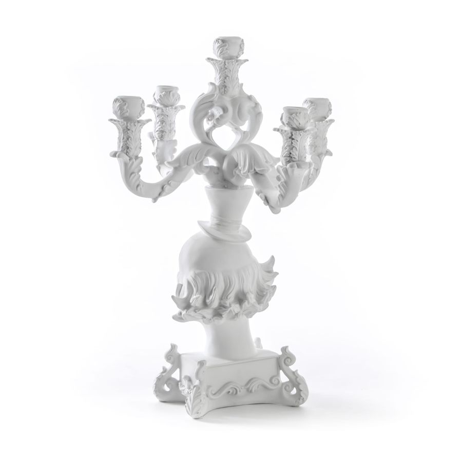 5 Arms Polyresin Candle Holder Burlesque Clown by Seletti #White