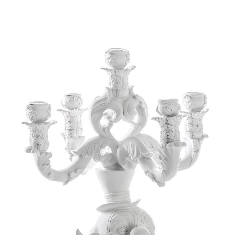 5 Arms Polyresin Candle Holder Burlesque Clown by Seletti #White