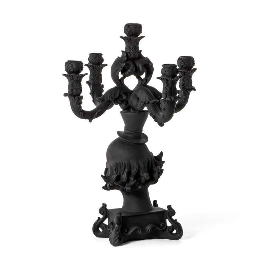 5 Arms Polyresin Candle Holder Burlesque Clown by Seletti #Black