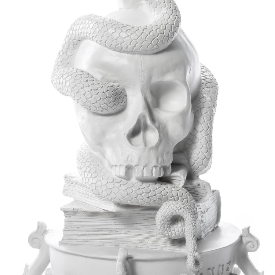 5 arms Polyresin candle holder Giant Burlesque Skull by Seletti #White