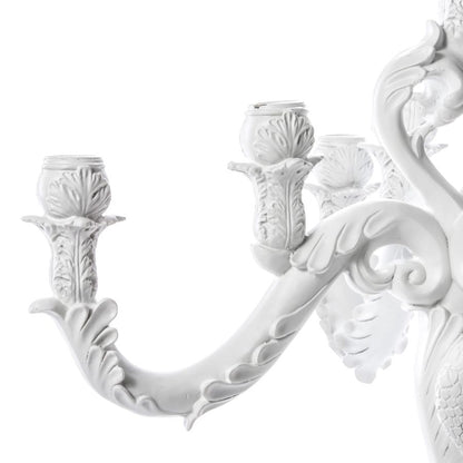 5 arms Polyresin candle holder Giant Burlesque Skull by Seletti #White