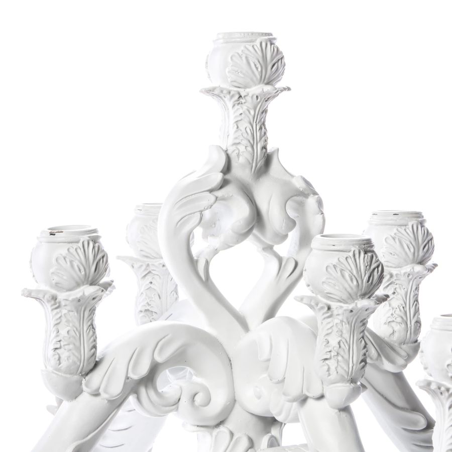 5 arms Polyresin candle holder Giant Burlesque Skull by Seletti #White