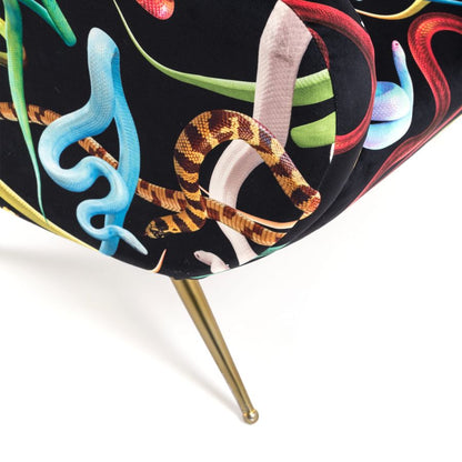 Fully Upholstered Fabric Armchair Snakes by Seletti