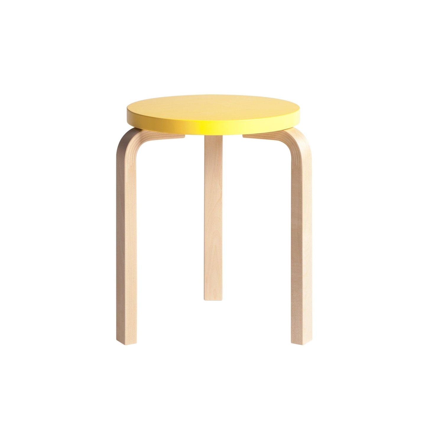Artek Stool 60 — birch/yellow lacquered