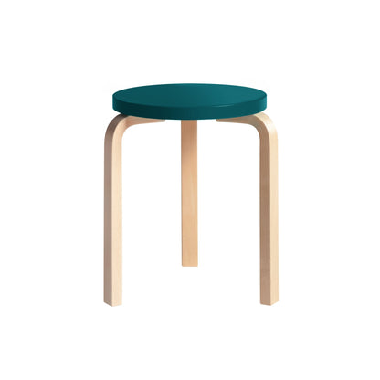 Artek Stool 60 — birch/petrol lacquered