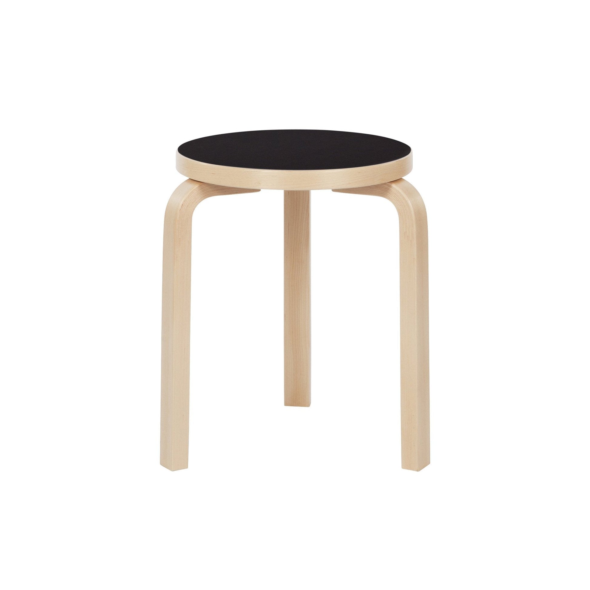Artek Stool 60 — birch/black linoleum