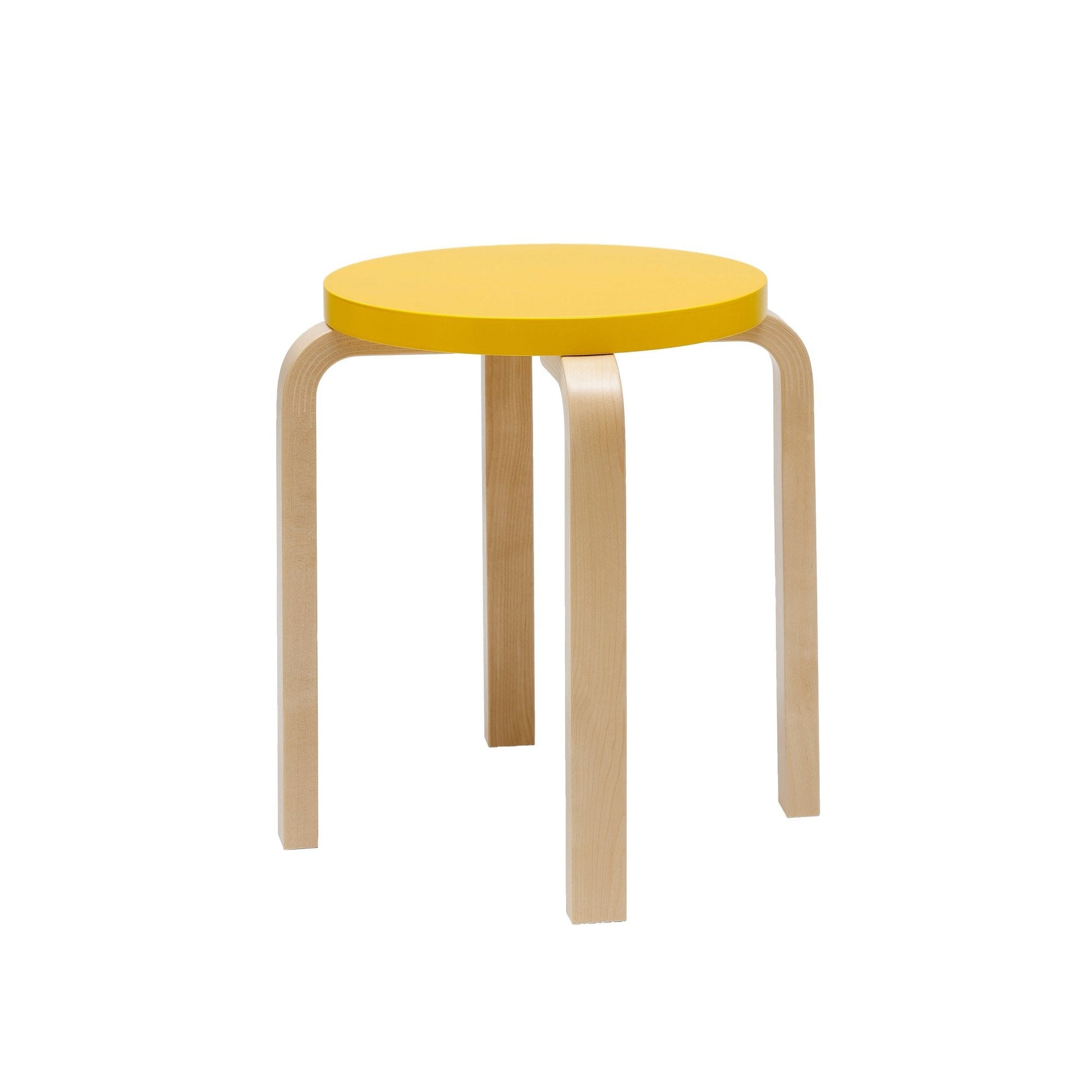 Artek Stool E60 — birch/yellow lacquered