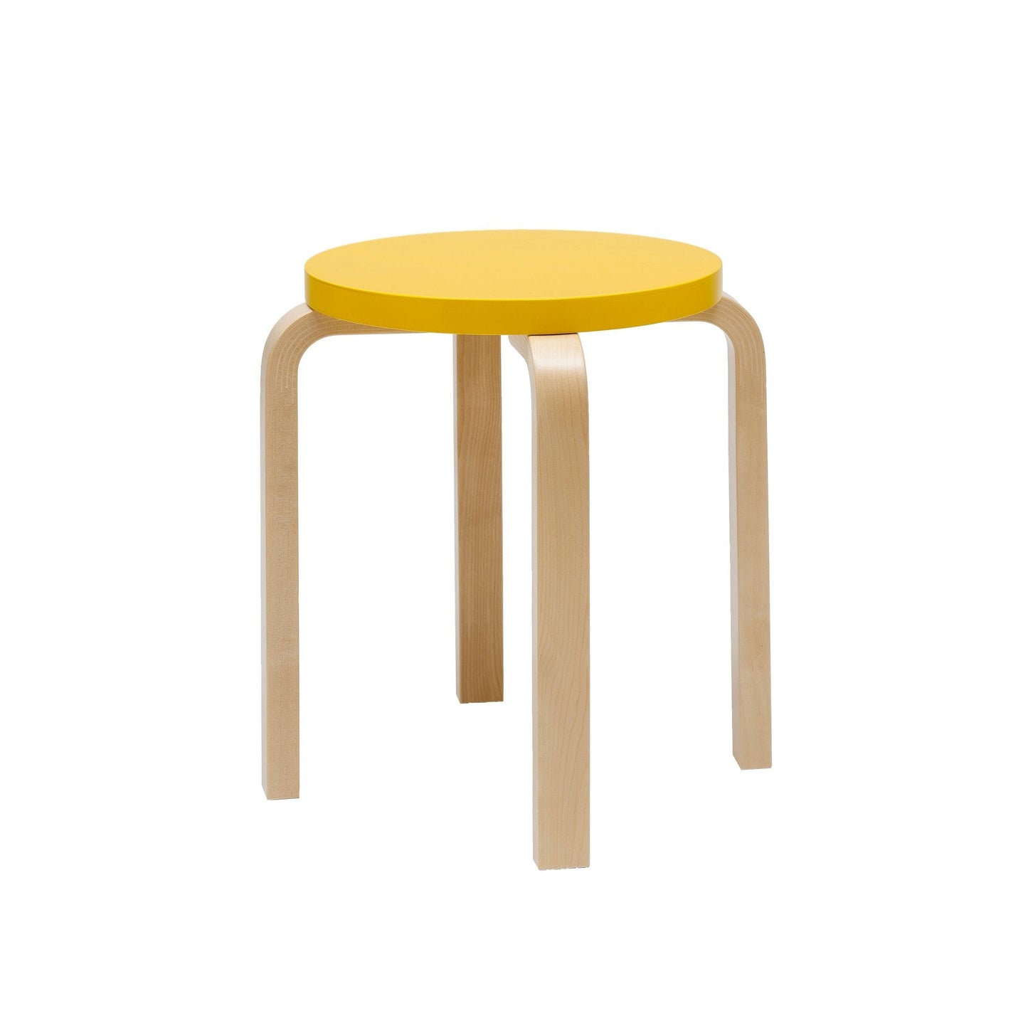 Artek Stool E60 — birch/yellow lacquered