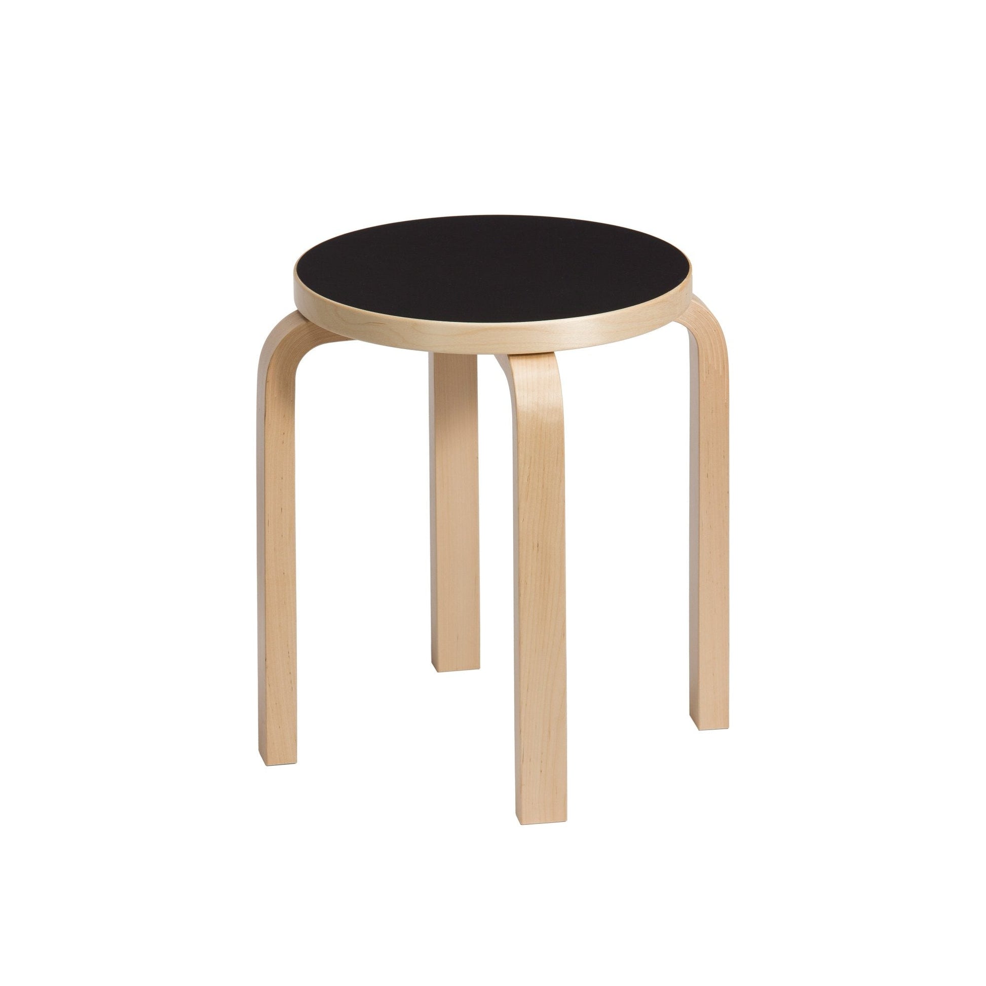 Artek Stool E60 — birch/black linoleum