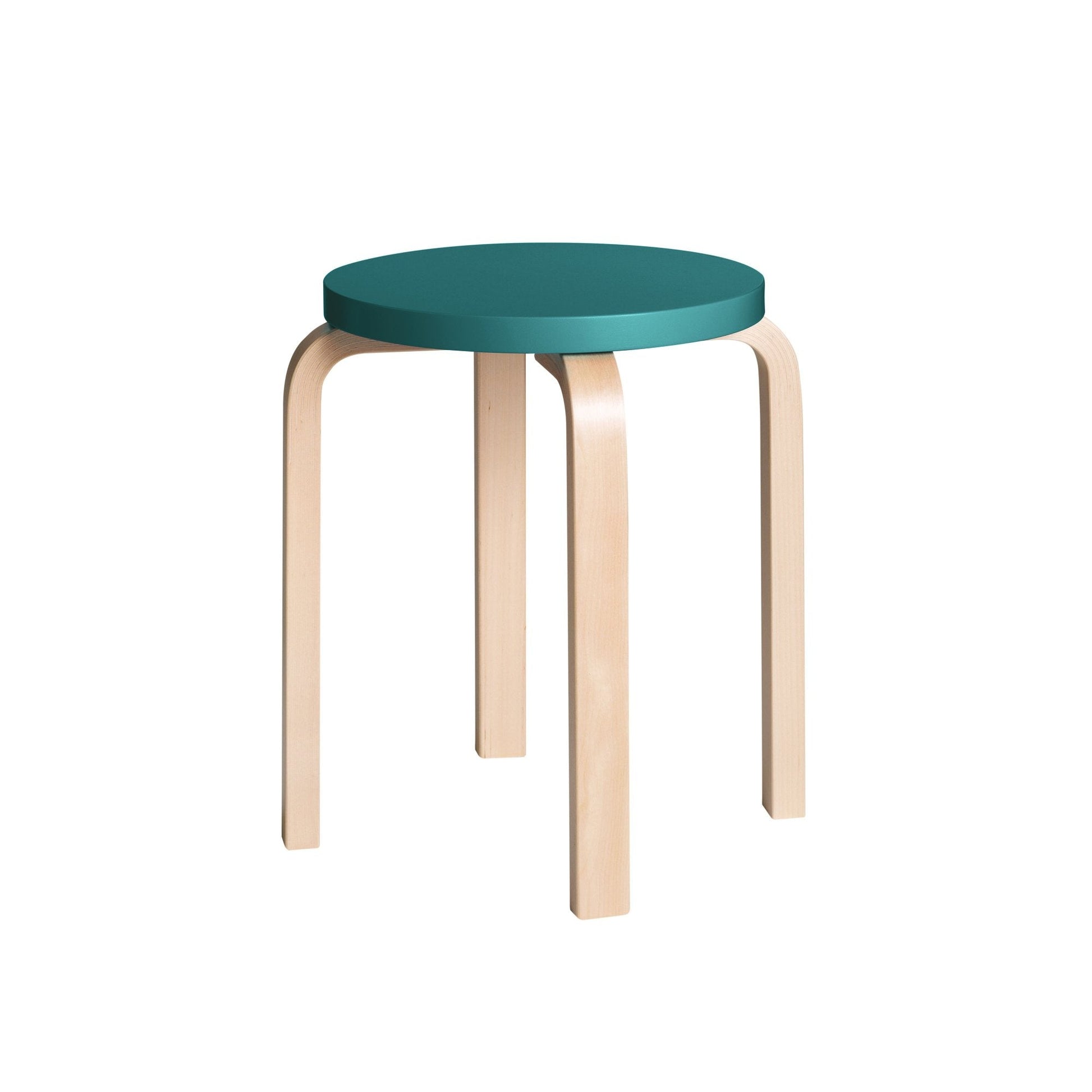 Artek Stool E60 — birch/petrol lacquered