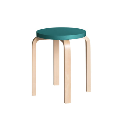 Artek Stool E60 — birch/petrol lacquered