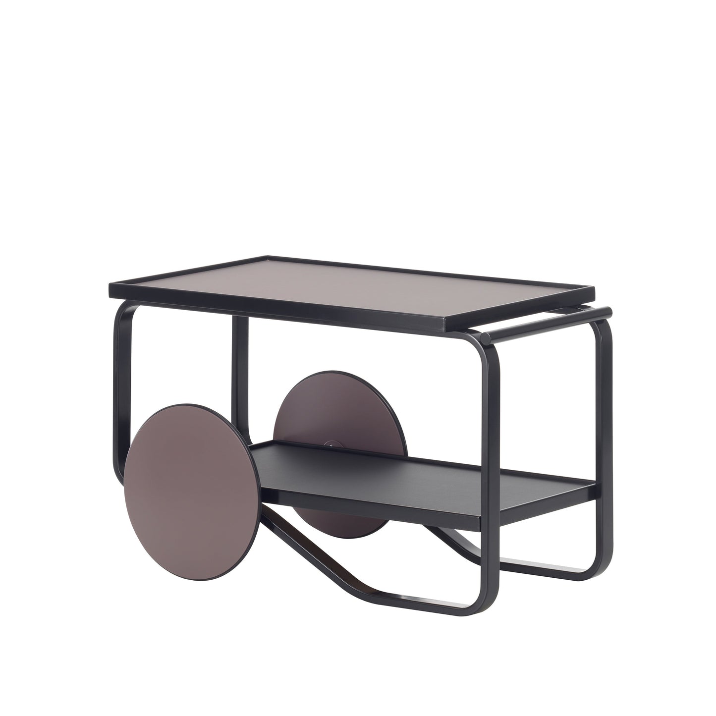 Artek Tea Trolley 901 — black lacquered/mud colored linoleum