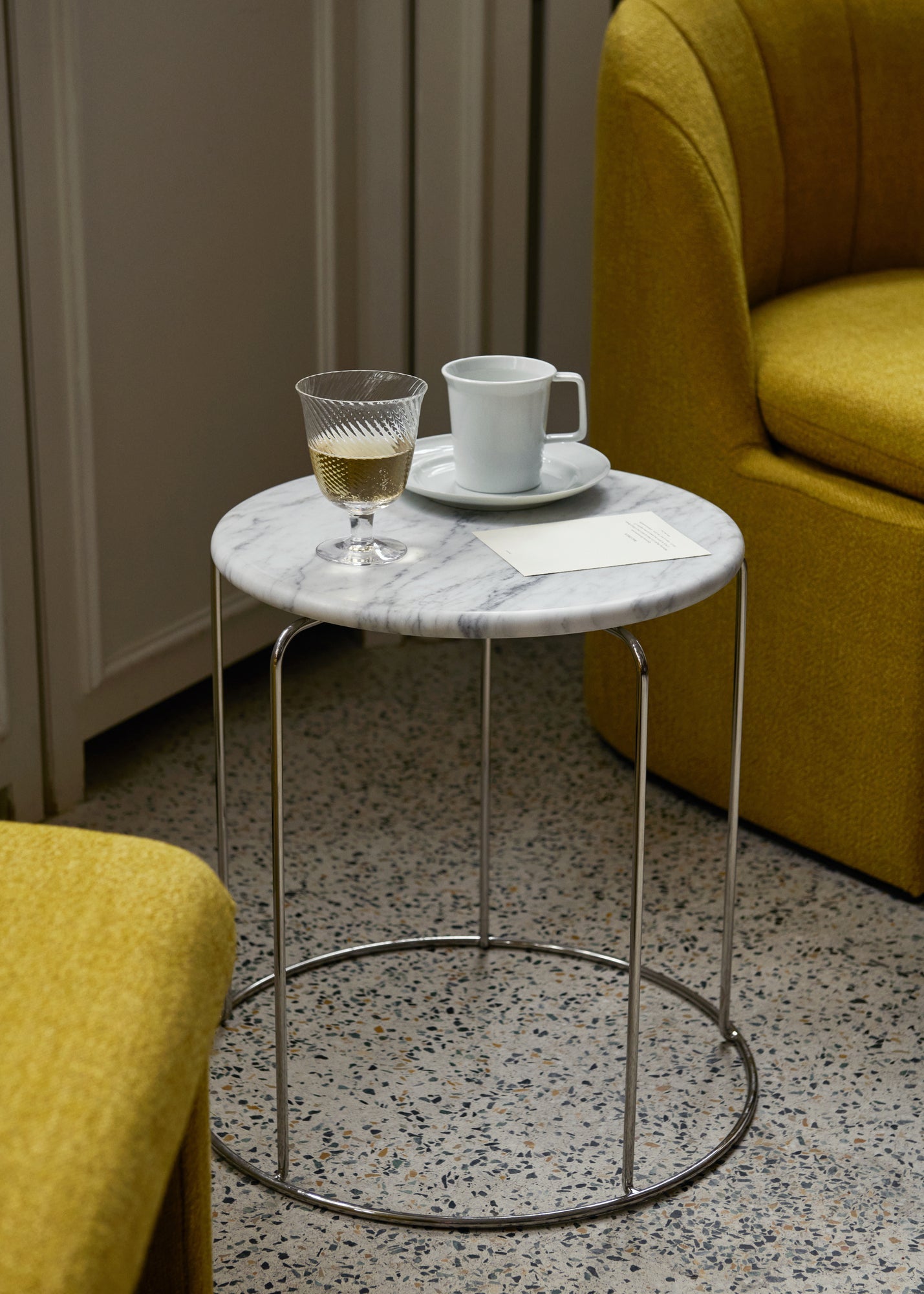Wire Stool VP11 top, Bianco Carrara marble