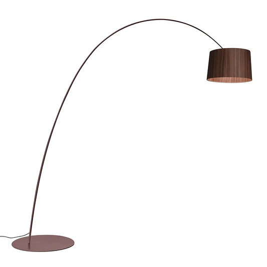 TWIGGY ELLE WOOD - LED arc lamp with metal base and oak lampshade.