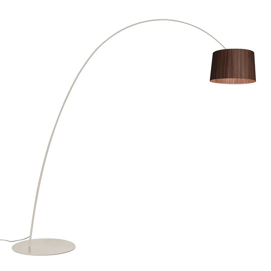 TWIGGY ELLE WOOD - LED arc lamp with metal base and oak lampshade.