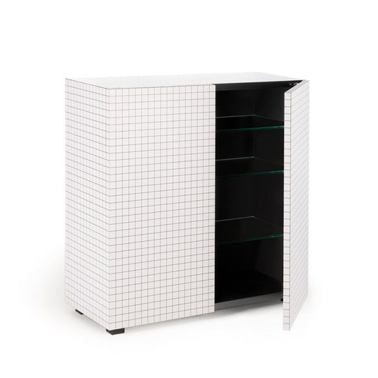 Quaderna Cupboard 757 - Wooden highboard with doors.