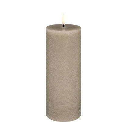 LED pillar candle by Uyuni Lighting #7,8 x 20 cm, rustic texture, sandstone #