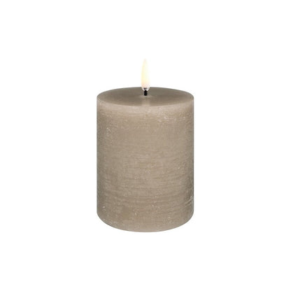 LED pillar candle by Uyuni Lighting #7,8 x 10 cm, rustic texture, sandstone #